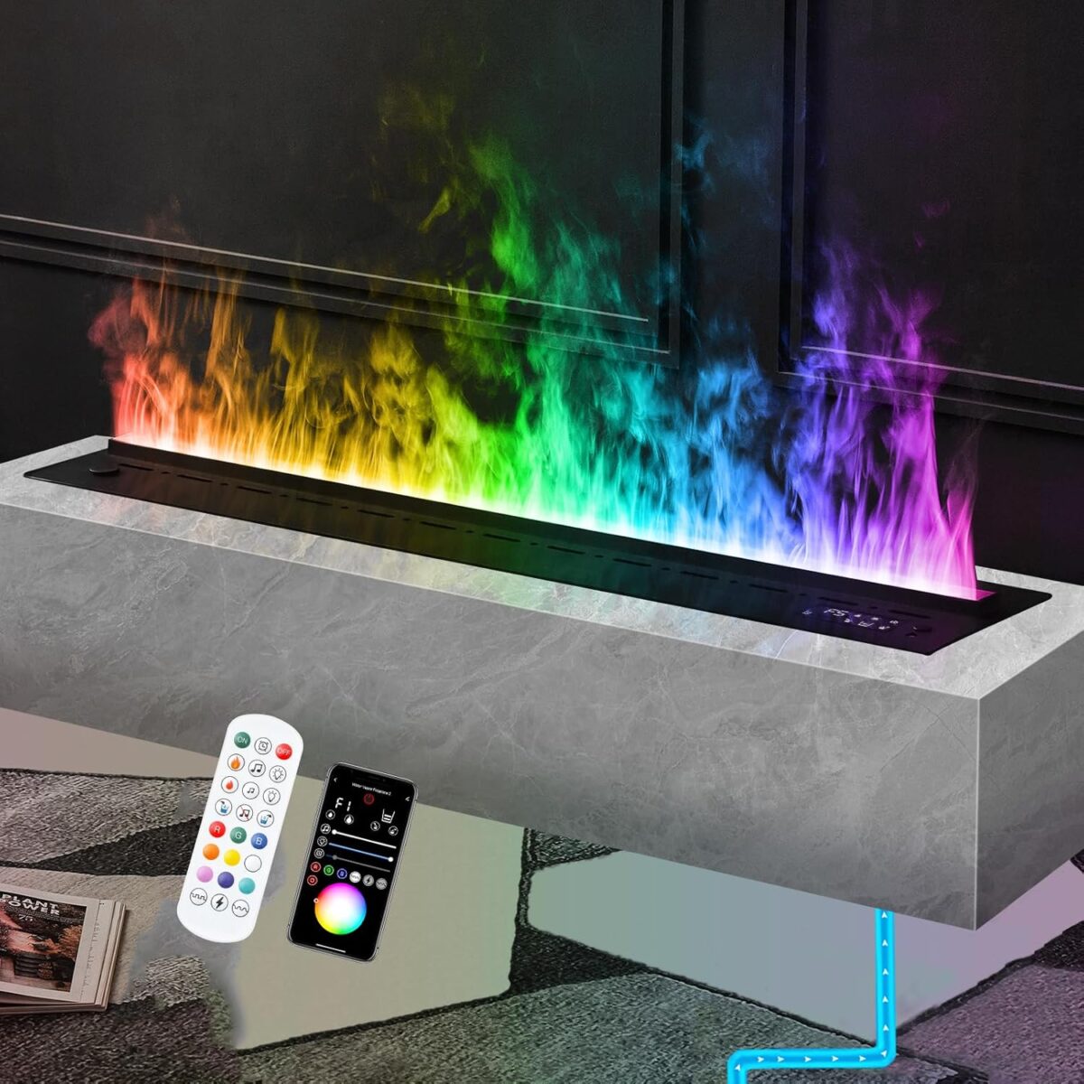 Electrical Fireplace 3D Simulation Flame Electric Fireplace with 7 Color Flame