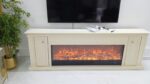 I-Power LuxFlame Fireplace TV Stand with Storage Cabinets – Modern Electric Heater Console | White