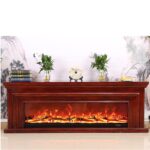 I-Power Modern Electric Fireplace TV Stand – LED Light, Storage Cabinets, Wood Finish - Brown – Size 244x80