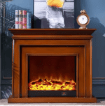 I-Power™ LED Flame Electric Fireplace & TV Unit Stylish Heater Console in Brown – Premium UAE Decor