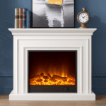 I-Power™ LED Flame Electric Fireplace & TV Unit Stylish Heater Console in White – Premium UAE Decor
