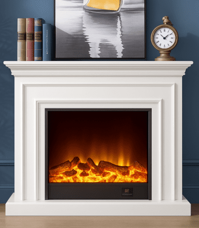 I-Power™ LED Flame Electric Fireplace & TV Unit Stylish Heater Console in White – Premium UAE Decor
