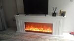 Luxury Electric Fireplace TV Console - Modern Wall-Mounted Design White, Black, Brown 150-244cm Sizes Home Decor & Heating Combo