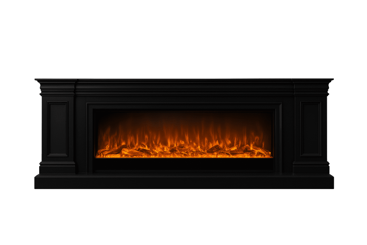 Luxury Electric Fireplace Wall Panel TV Feature Unit in Black Multiple Sizes (180cm–300cm) Premium Home Decor