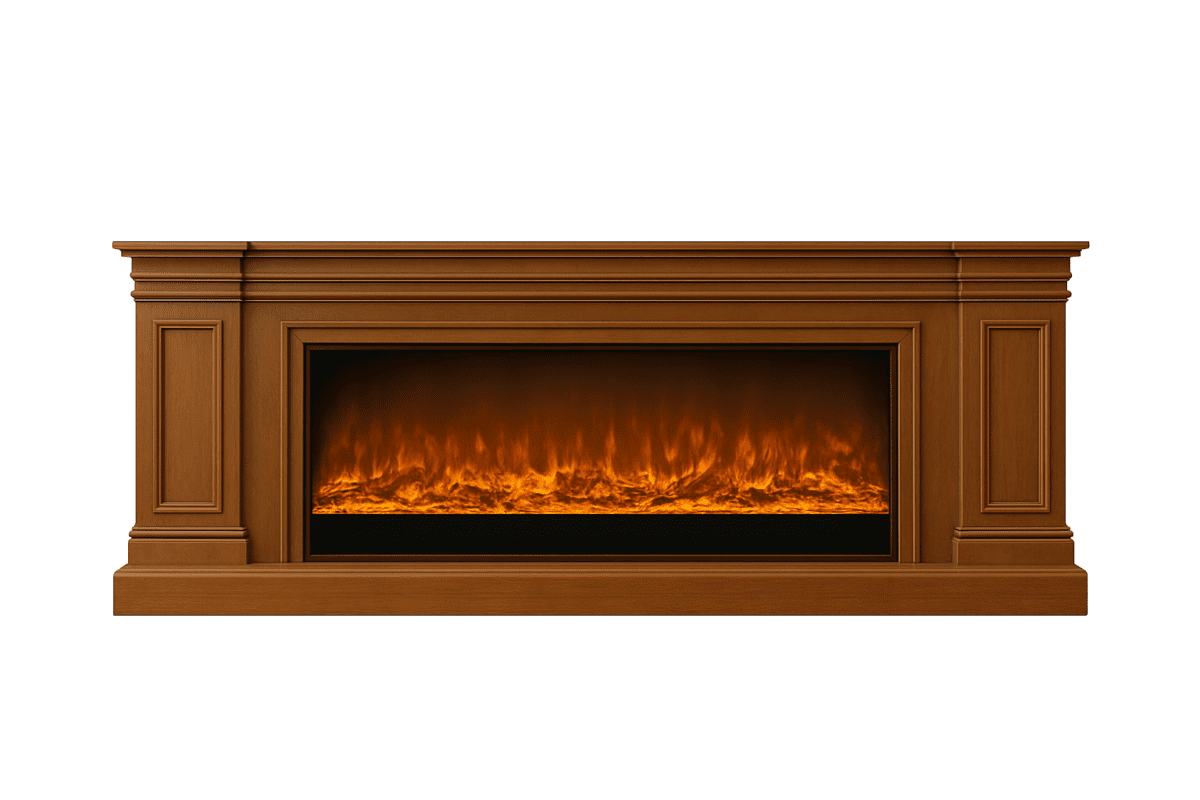 Luxury Electric Fireplace Wall Panel TV Feature Unit in Brown Multiple Sizes (180cm–300cm) Premium Home Decor