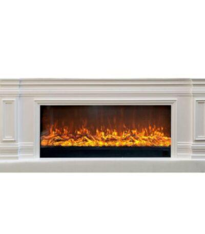 Luxury Electric Fireplace Wall Panel TV Feature Unit in White Multiple Sizes (180cm–300cm) Premium Home Decor