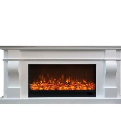 white signature Classic Mantel Electric Fireplace Heater – Freestanding Decorative Surround