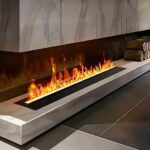 Electrical Fireplace with 3D Simulation Single Flame, Ultra-Thin Metal Panel, Embedded Design | Remote Control & Touch Screen Switch | Modern Home Decoration